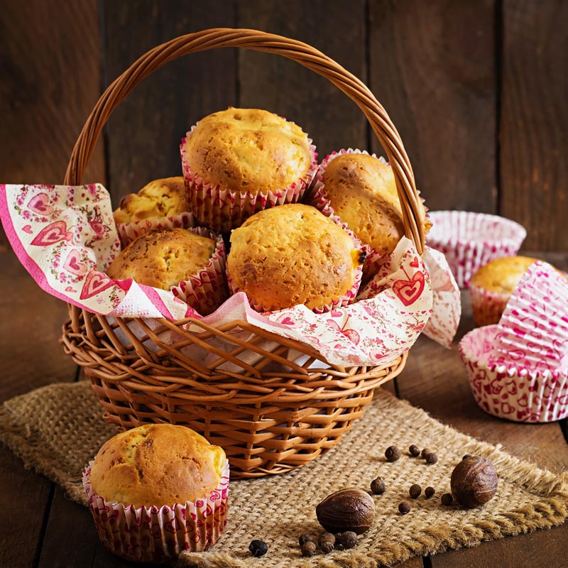 Assorted mini danishes, muffins and cakes